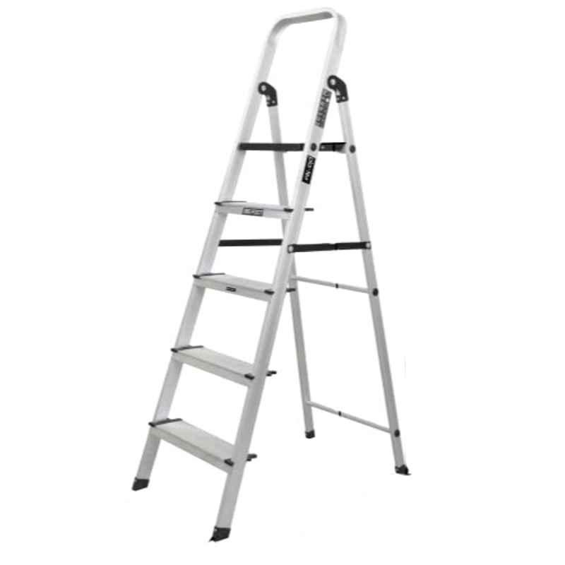 Plantex Aluminium Black & Silver 5 Step Anti Skid Ladder