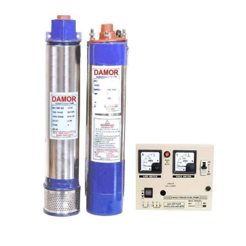 Damor 1.5HP 12 Stage Oil Filled Submersible Pump with Control Panel