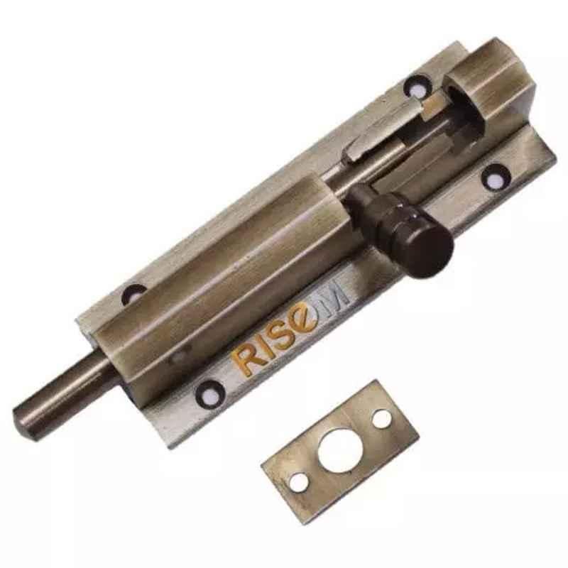 RiseOm 4 inch Super Marble Aluminium Antique Finish Tower Bolt, 9F-APGN-BU96 (Pack of 2)