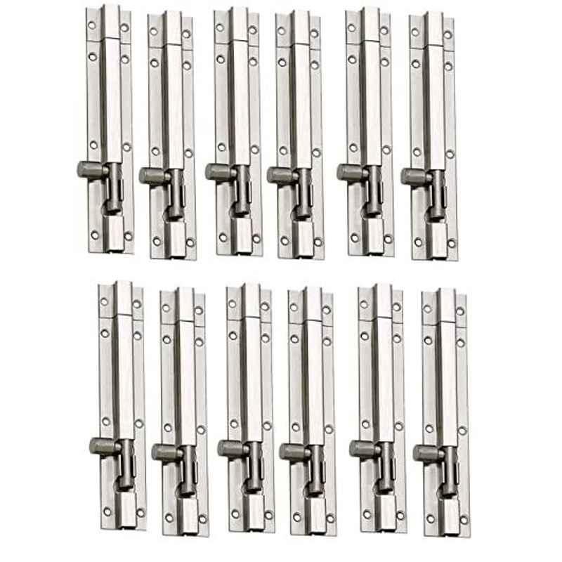 Smart Shophar 10 inch Stainless Steel Multicolour Plain Tower Bolt, SHA40TW-PLAN-SL10-P12 (Pack of 12)