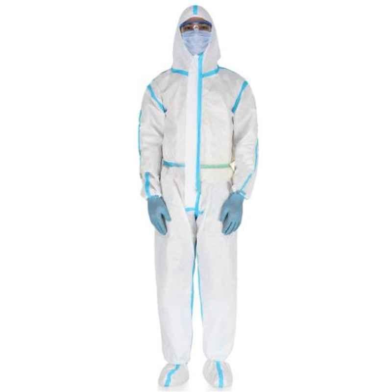Bonjourretail xxlarge Disposable Full Body Protective Coverall Gown with Tape & Foot Cover, BT1002-M