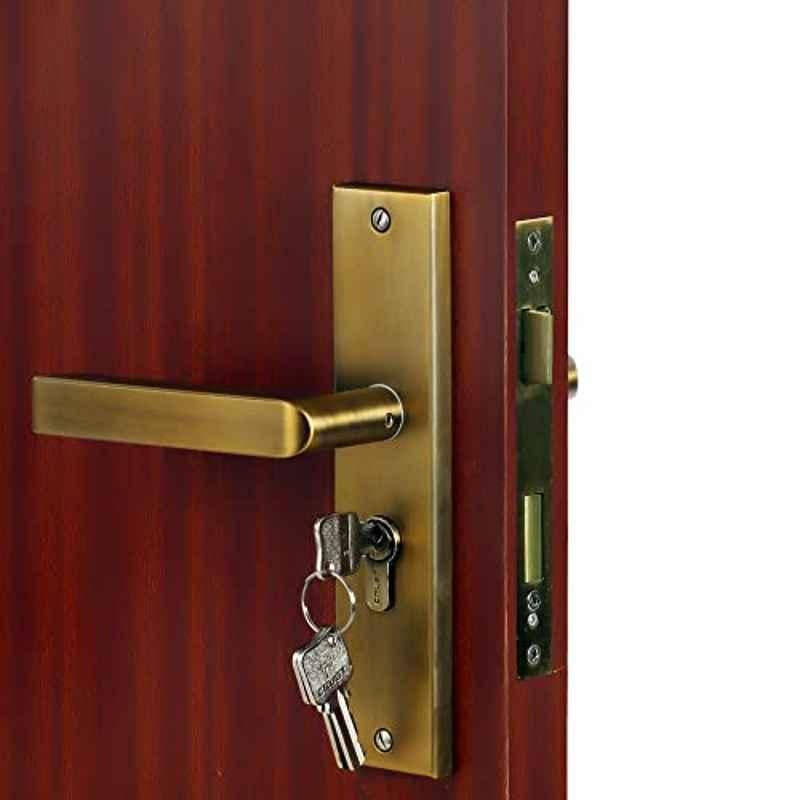 Homexpert MG201 8 inch 60mm Stainless Steel Antique Brass Finish Cylindrical Plate Both Side Key Mortise Door Lock Set