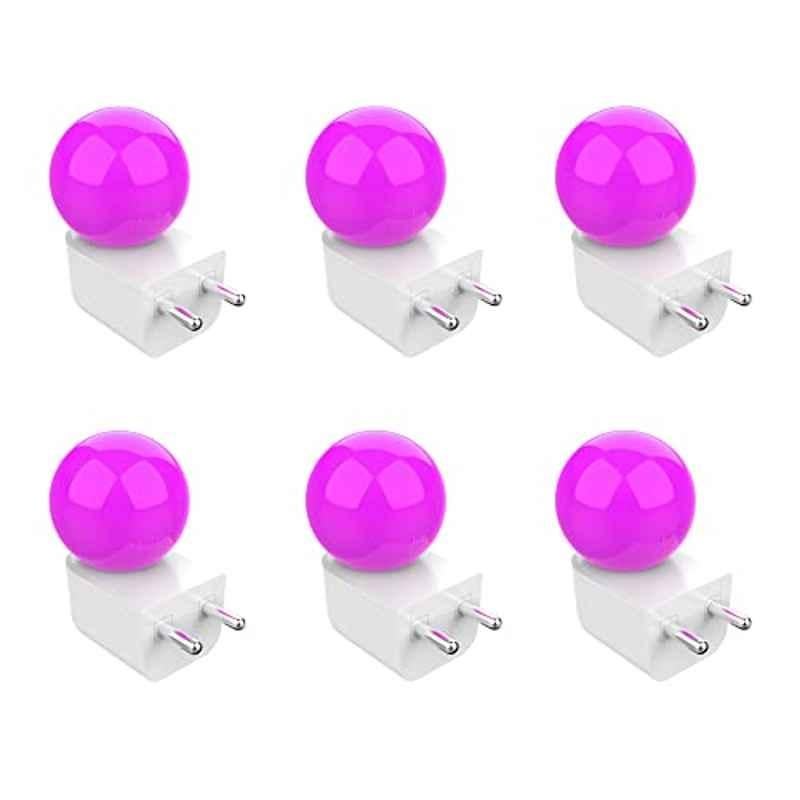 Fybros Bloom 0.5W Polycarbonate Pink Round LED Night Bulb with Plug & Play, FLS5297F (Pack of 6)