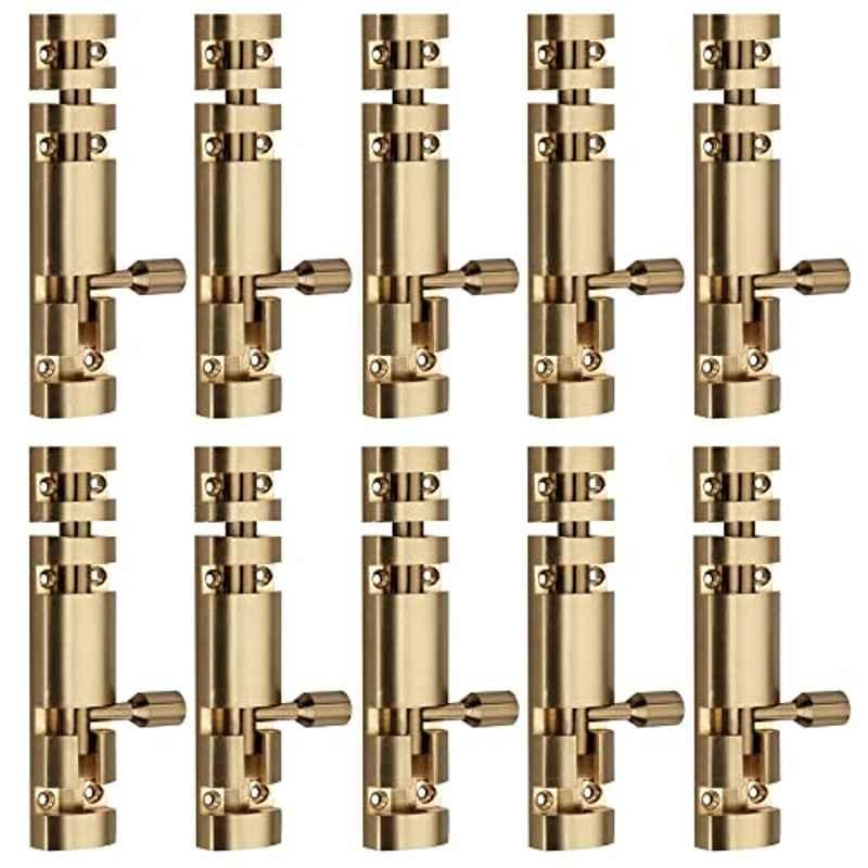Screwtight Xylo 4 inch Aluminium Gold Finish Tower Bolt, XYLO-GOLD-4IN-10 (Pack of 10)