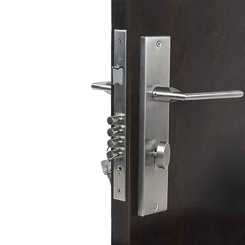 Handle Waala Luna-OSK 10 inch 60mm Stainless Steel Silver Cylindrical Plate One Side Key Mortise Door Lock Set