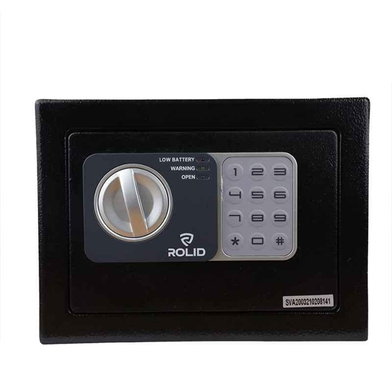 Rolid 6.51L Steel Single Walled Black Digital Home Safe, EF001