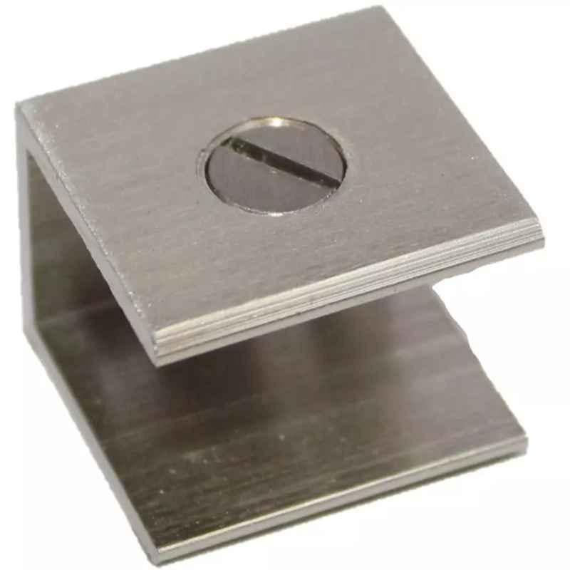 RiseOm 1x1 inch Brass SS Matt Glass Clip Clamp Bracket, Q1-33PT-38YR (Pack of 16)