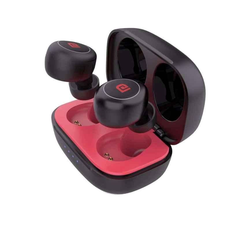 Portronics Harmonics Twins Mini Black & Red Bluetooth Earphone, POR 1164
