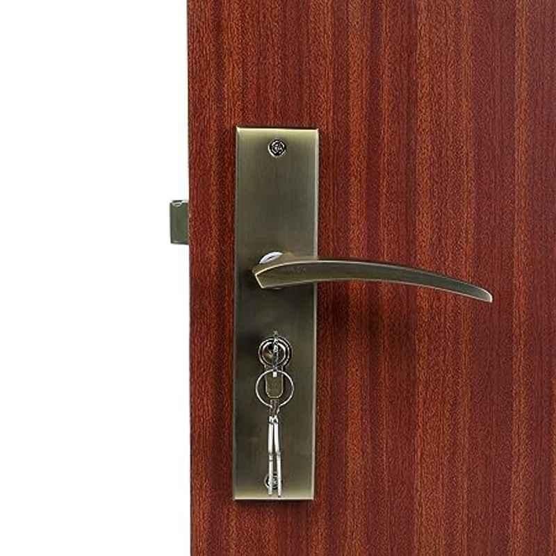 Handle Waala Lobos 8 inch Stainless Steel Antique Brass Finish Cylindrical Plate Mortise Door Lock Set