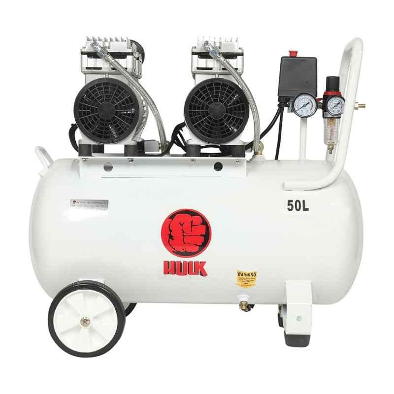 HULK 50 Litre 2HP Oil Free & Noiseless Double Motor Air Compressor with Copper Winding, OFC50/2