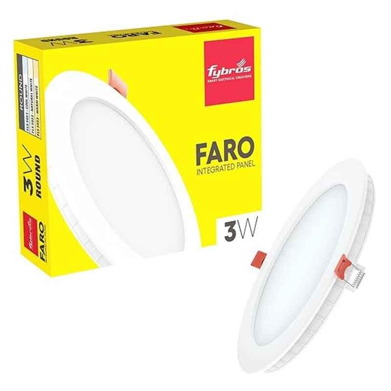 Fybros Faro 3W Polycarbonate Natural White Round LED Panel Light, FLS5052A