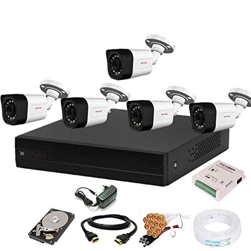 CP Plus 2.4MP White & Black 5 Pcs Outdoor Camera & 8 Channel DVR Kit with All Accessories, 8CHDVR-5B-12