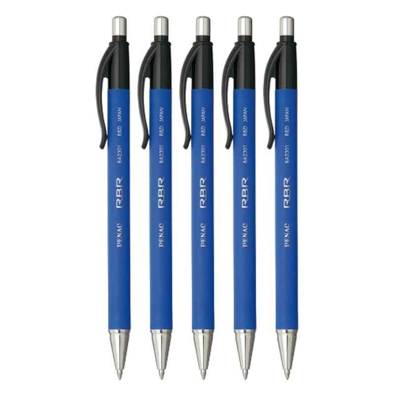 PENAC RBR 0.7mm Rubber Blue Ball Pen, BA2301-03FPO5 (Pack of 5)