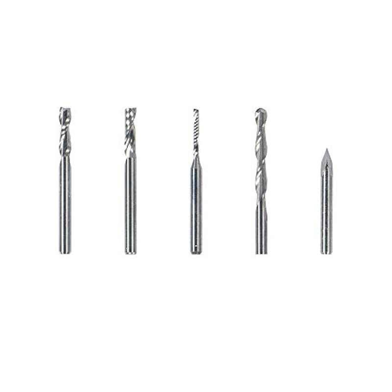 Sparkmaker 5 Pcs Alloy Stees CNC Bits Set for MDF, HDF, Solid Wood, Epoxy Board, PVC & Plastic