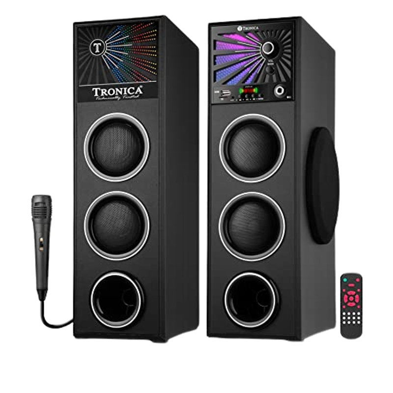 Tronica 80W Black Twin Tower Bluetooth Party Speaker