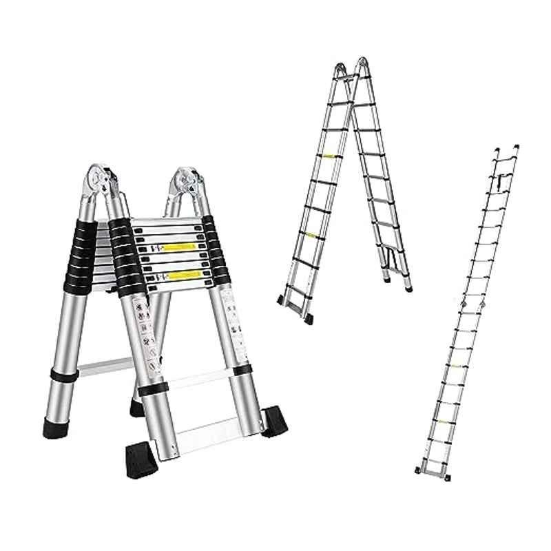 Welbuilt 150kg 18 Step Aluminium Multipurpose A Type Telescopic Ladder with 5.6m Extended Height