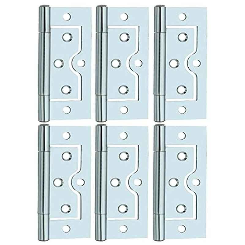 Screwtight 3 inch Iron Chrome Finish Cabinet & Door Flush Hinge, â€ŽS170705CP-6 (Pack of 6)