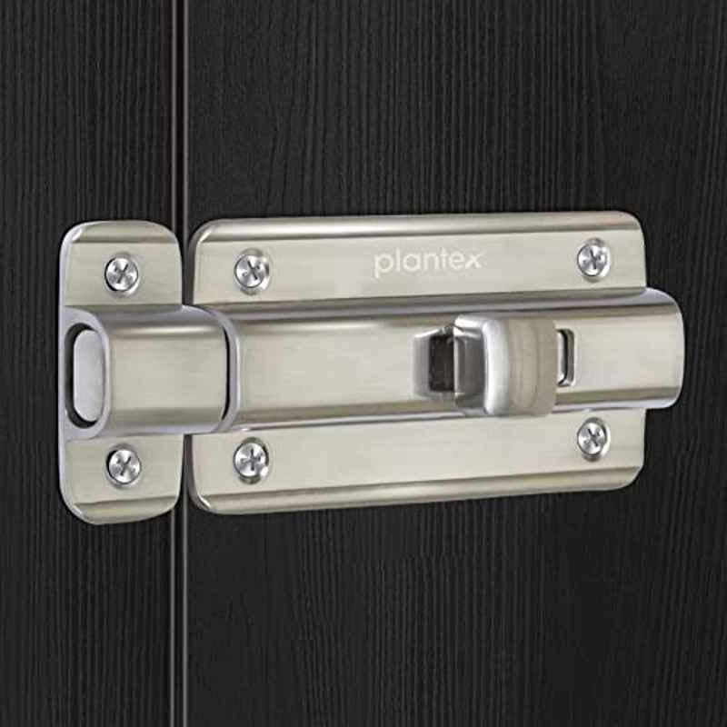 Plantex Zinc Silver Door Mount Heavy Duty Door Lock Latch for Home & Office Doors (Pack of 3)