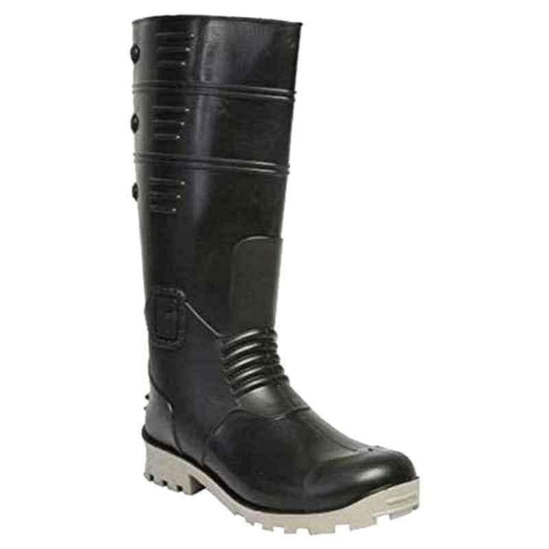 Hillson Torpedo 212 Round Toe Black & Grey Work Gumboots, Size: 6
