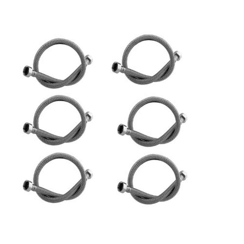 Parryware 1.5ft Stainless Steel Silver Connection Braided Hose Pipe, T754099, (Pack of 6)