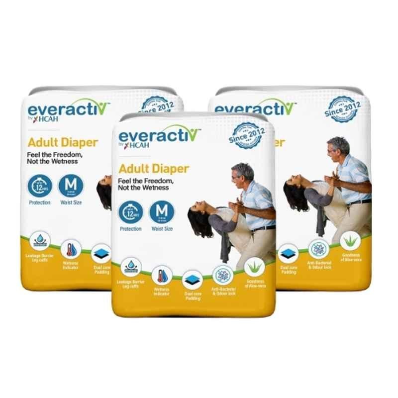 Everactiv 10 Pcs 28-45 inch White Polyethylene Adult Diaper with Aloe Vera & Wetness Indicator Set, LF-YJ6R-01HA, Size: M (Pack of 3)