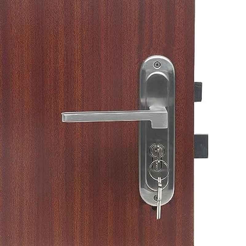 Handle Waala LB306 Stainless Steel Silver Satin Finish Round Plate Both Side Key Heavy Duty Mortise Door Lock Set