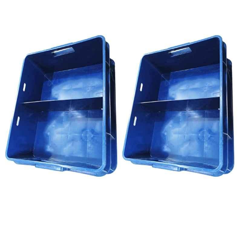 Xela 008 42.5x37x17cm Plastic Blue Multipurpose Heavy Duty Portable Crate, (Pack of 2)