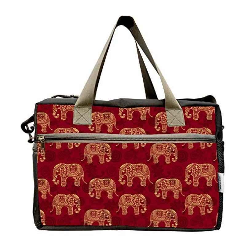 My Fav 40L Polyester Traditional Elephant Print Cabin Size Duffel Travel Bag, MFCB018