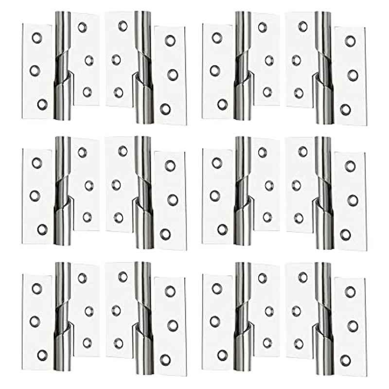 Screwtight 3 inch Iron Chrome Finish Door & Cabinet Rising Butt Hinge, S171001CP-12 (Pack of 12)