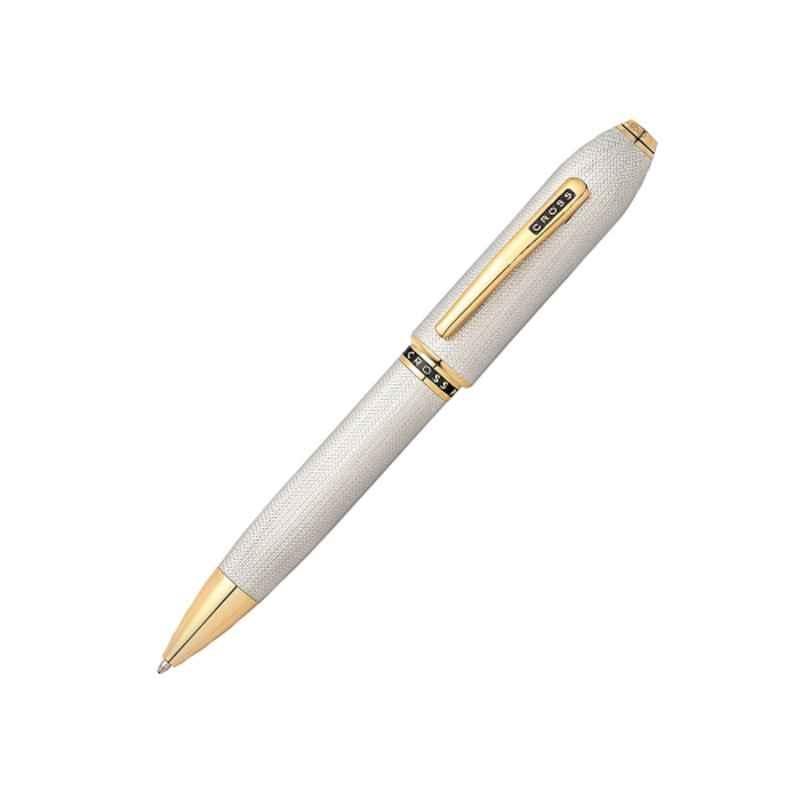 Cross Peerless 125 Black Ink Platinum & Gold Finish Ball Pen with 1 Pc Black xxlarge Ballpoint Tip Set, AT0702-2