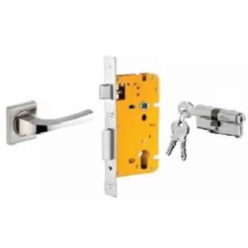 Dorset ML Series Divine 70mm Stainless Steel Silver Chrome Finish Door Handle Lock Set with Both Side Key Cylinder, ML DV OR (Pack of 3)