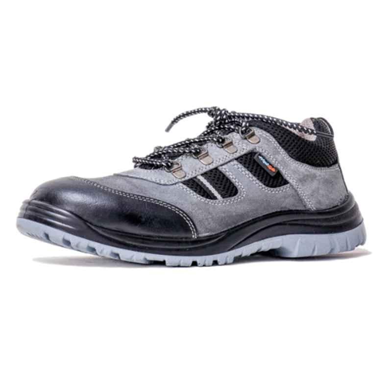 High Lite HL-856G Leather Steel Toe Black & Grey Industrial Work Safety Shoes, Size: 11