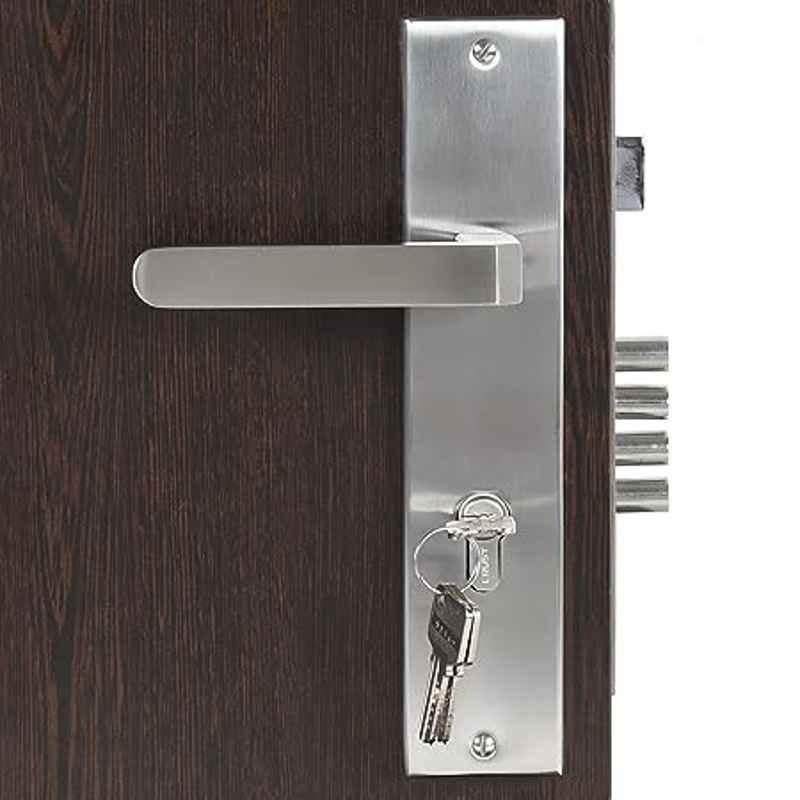 Handle Waala LB303 10 inch 60mm Stainless Steel Silver Cylindrical Plate Both Side Key Mortise Door Lock Set