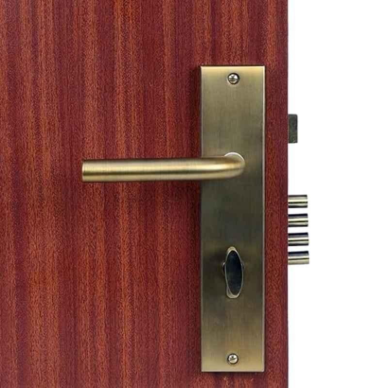 Homexpert MG-1106 10 inch 60mm Stainless Steel Antique Brass Finish Cylindrical Plate One Side Key Mortise Door Lock Set