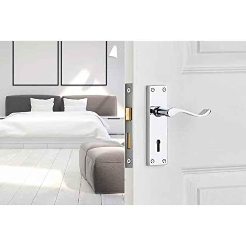 Screwtight 6 inch Zinc Chrome Finish Heavy Duty Mortise Handle Door Lock Set, Z110202SCP-EURO