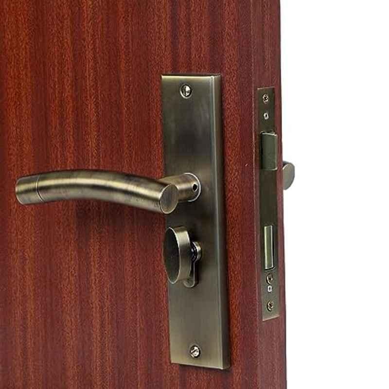 Handle Waala MG1101 8 inch 60mm Stainless Steel Antique Brass Finish Cylindrical Plate One Side Key Mortise Door Lock Set
