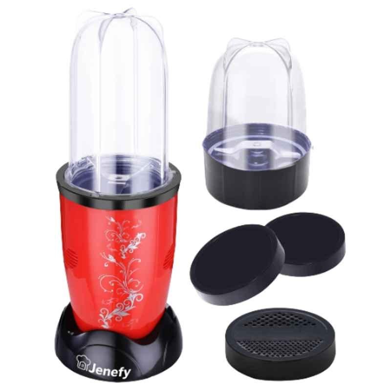 Jenefy Bullet 400W Red Bullet Mixer Grinder with 2 Jars