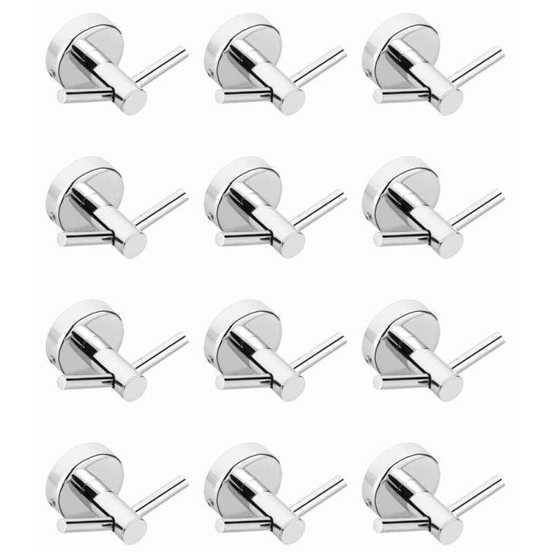 Abyss ABDY-1629 Chrome Finish Stainless Steel Robe Hook/Twin Hook (Pack of 12)