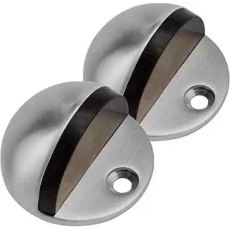 Fastgear Stainless Steel & Rubber Half Moon Door Stopper with Screws (Pack of 2)