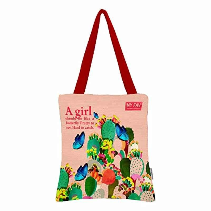 My Fav Cotton Printed Canvas Tote Bag, MFCTB002