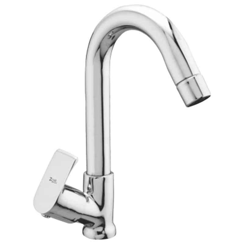 Zoie Stonex Brass Silver Chrome Finish Kitchen Sink Tap with Swivel Spout, Z27013