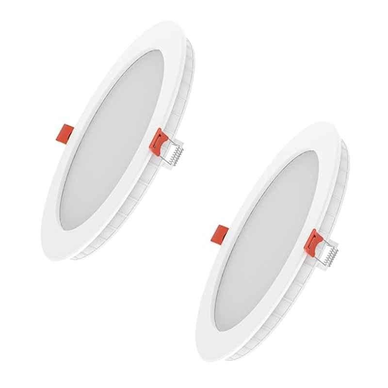 Fybros Faro 3W Polycarbonate Warm White Round LED Panel Light, FLS5053B (Pack of 2)