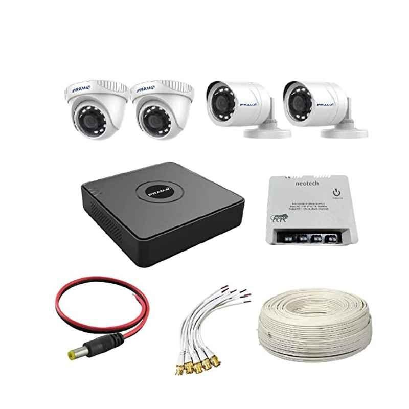 Prama 2 Pcs Dome 2 Pcs Bullet Camera with 4 Channel DVR Camera Kit