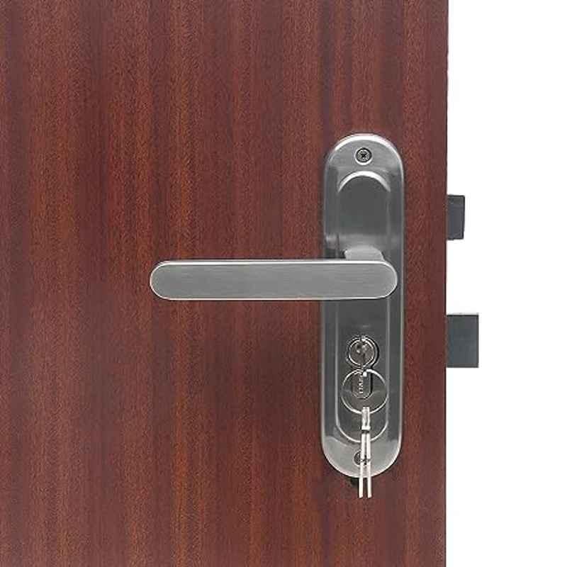 Handle Waala LB304 Stainless Steel Silver Satin Finish Round Plate Both Side Key Heavy Duty Mortise Door Lock Set