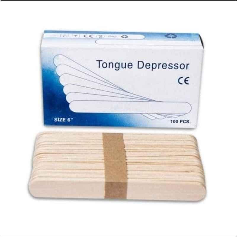 Skybound 100 Pcs 6 inch Sterile Standard Wooden Polished Smooth Edges Tongue Depressor Spatula Set, SB-4001