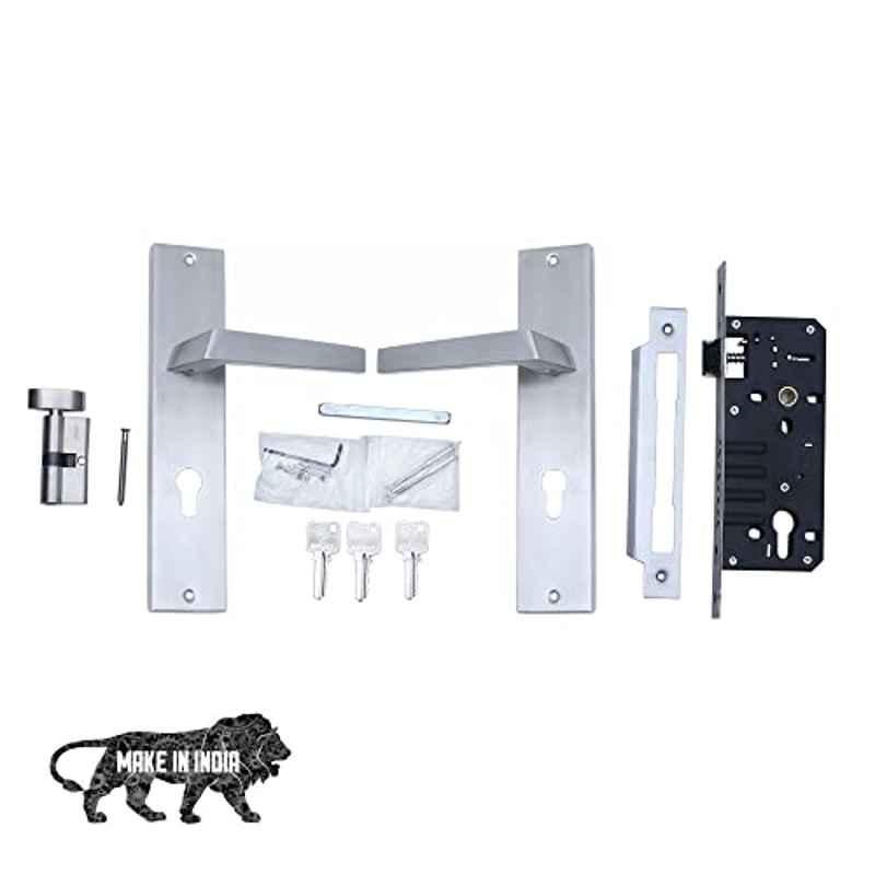 Saze 10 inch Stainless Steel 304 Brass Finish Cylindrical Plate Mortise Door Lock Handle Set, SE-SANA-10CY-OSK