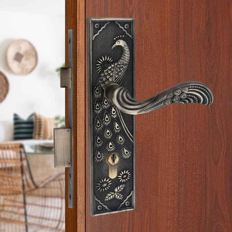 Atom Zinc Brass Antique Finish Heavy Duty Mortise Door Lock Set with Both Sided Key, MAYURCYBSK70