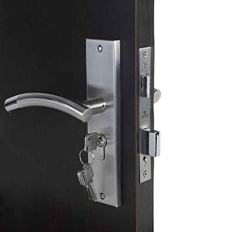 Homexpert MG1101-CYS 8 inch 60mm Stainless Steel Silver Cylindrical Plate One Side Key Mortise Door Lock Set