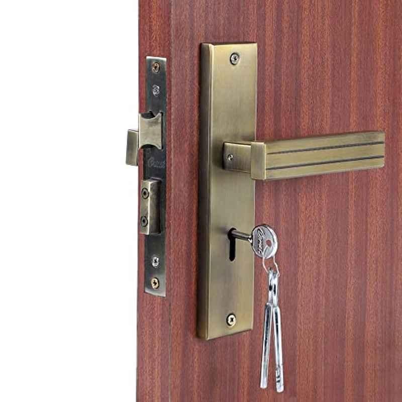 Homexpert Altroz 8 inch 60mm Stainless Steel Antique Brass Finish Cylindrical Plate Mortise Door Lock Set