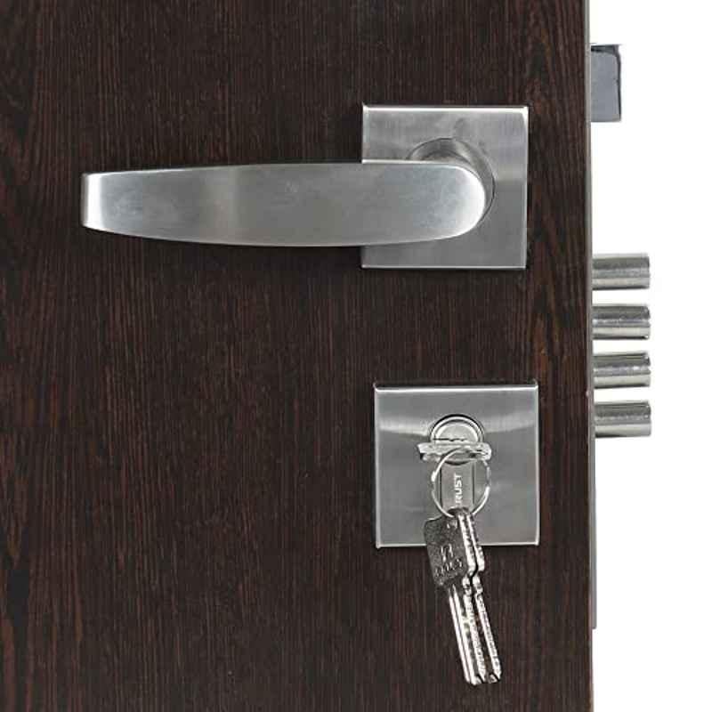 Homexpert Rose Curve-R-BSK 60mm Stainless Steel Silver Both Side Key Mortise Door Lock Set
